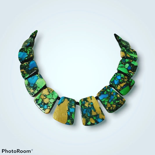 Tri-Colored Turquoise Collar necklace